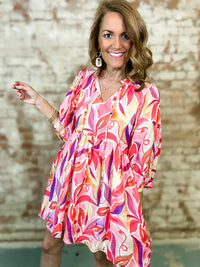 Adrianna Leaf Print Dress - FINAL SALE