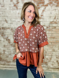 Pumpkin Spice Jacquard Top