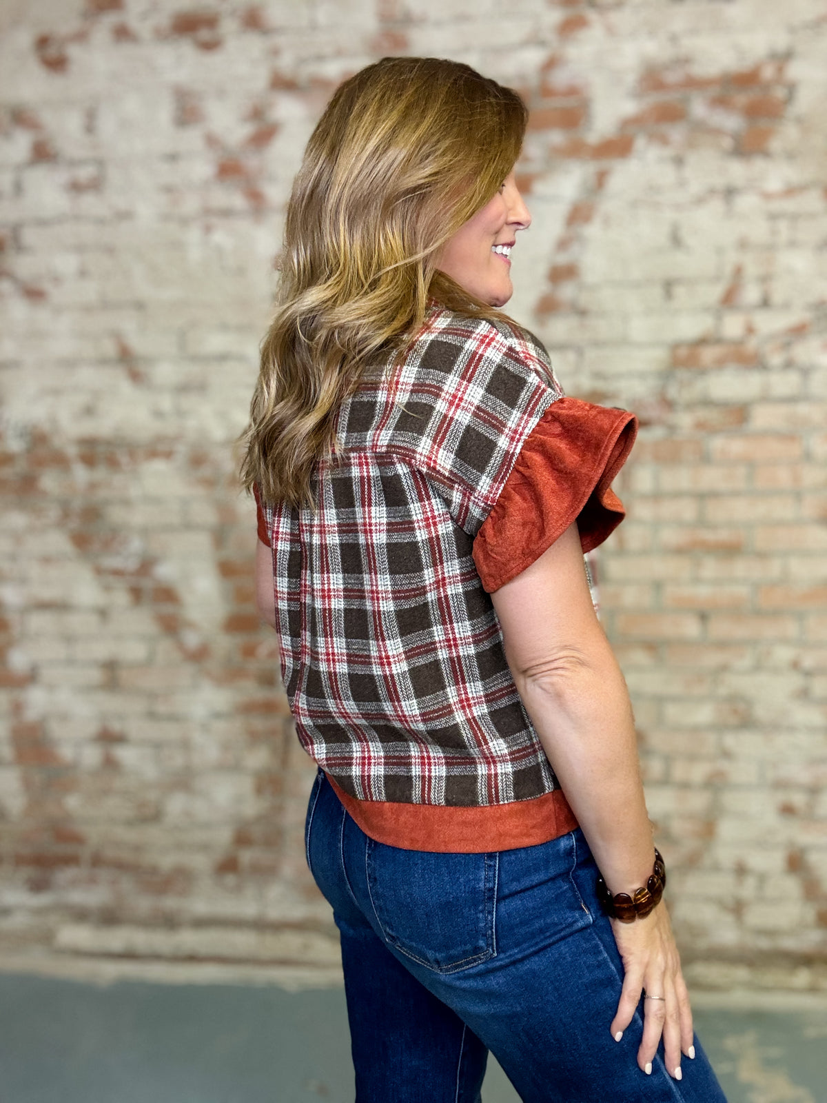 Luca Plaid Top