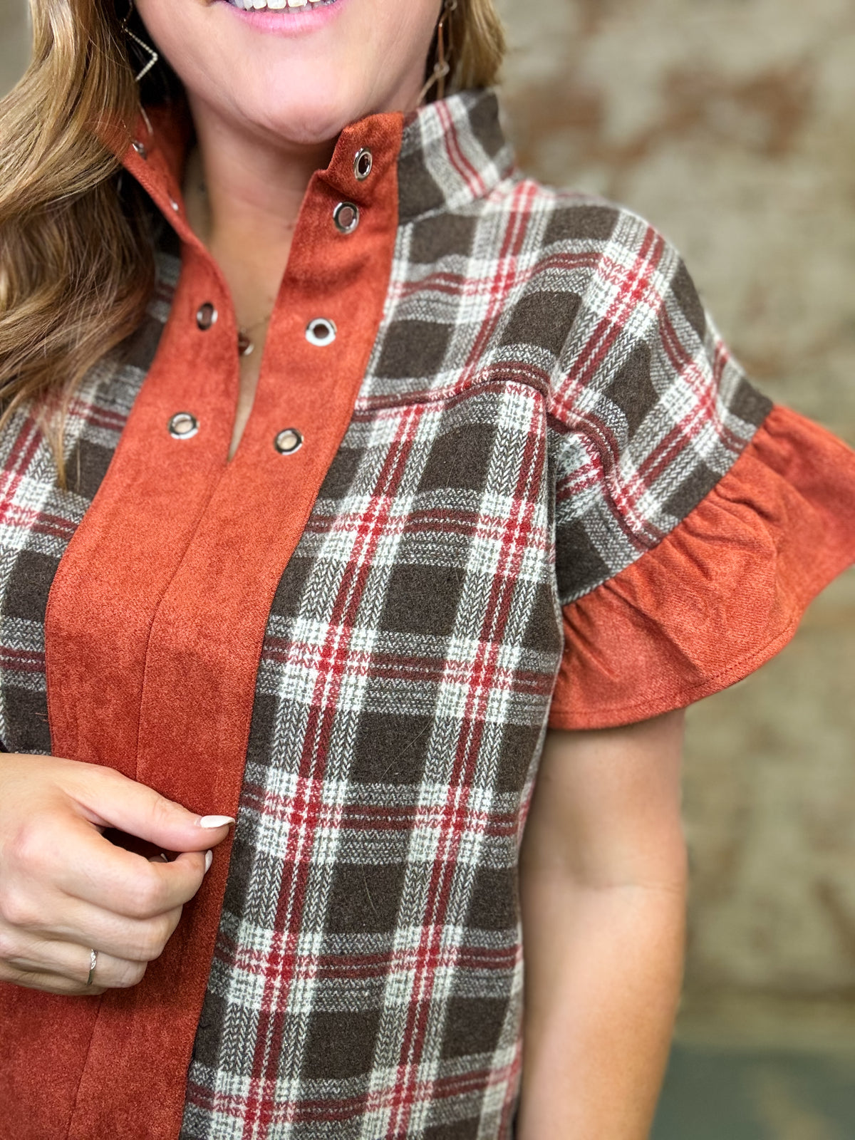 Luca Plaid Top