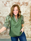 Olive Fall Floral Top