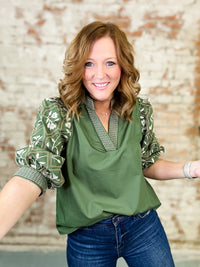 Olive Fall Floral Top