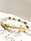 Katniss Cross + Natural Stone Bracelet