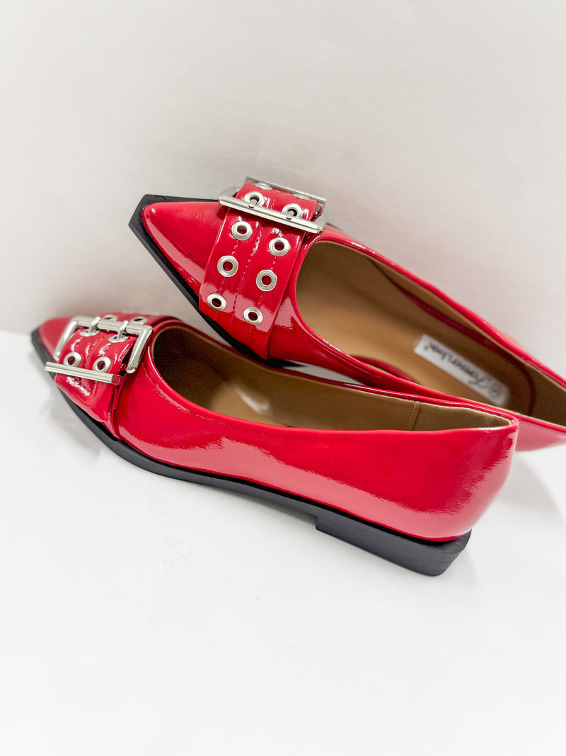 Andie Pointed Toe Eyelet Buckle Flats