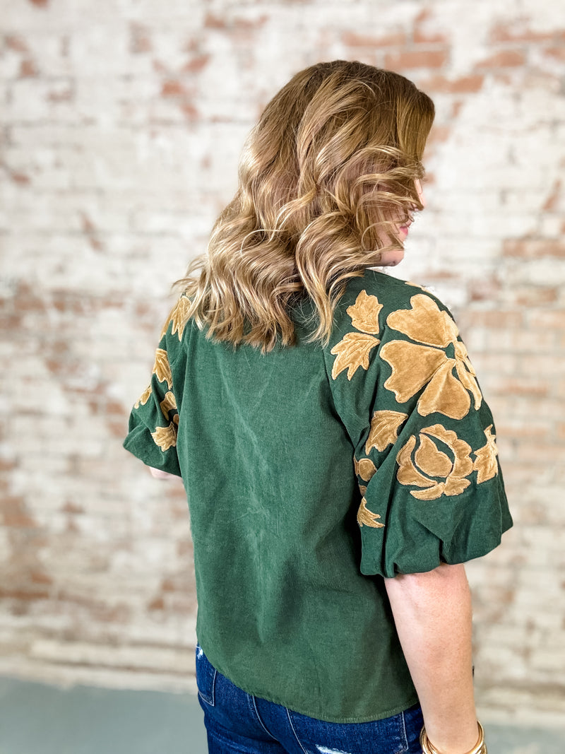 THML Chenille Puff Sleeve Top