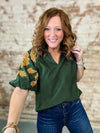 THML Chenille Puff Sleeve Top