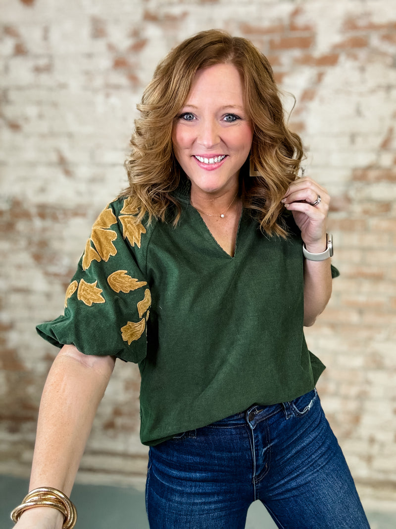THML Chenille Puff Sleeve Top