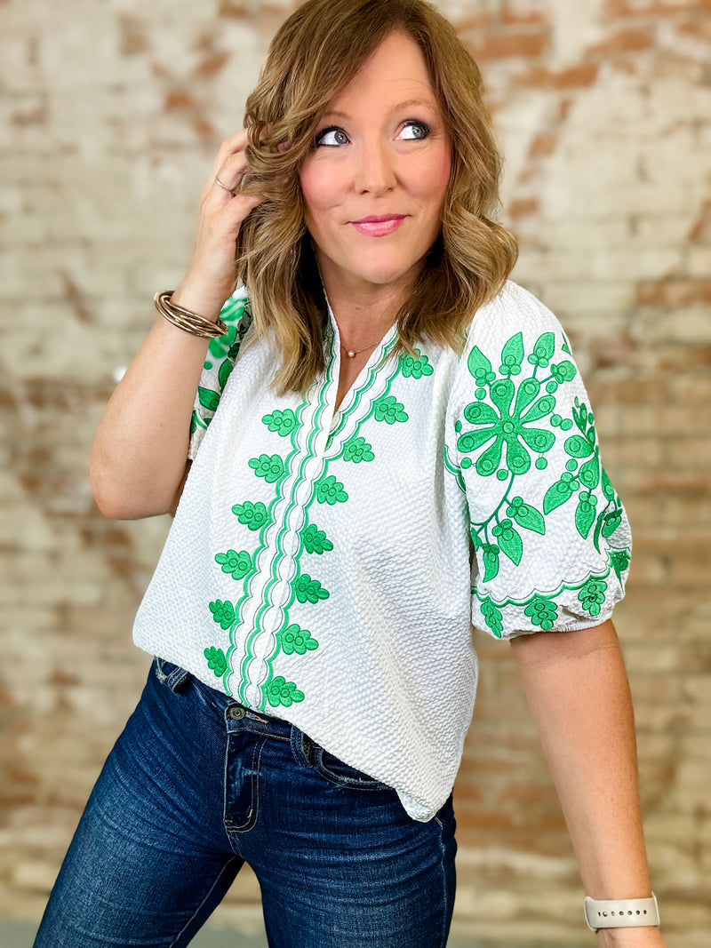 THML Molly Embroidered Textured Top