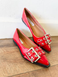 Andie Pointed Toe Eyelet Buckle Flats