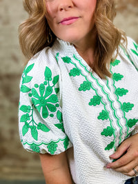 THML Molly Embroidered Textured Top