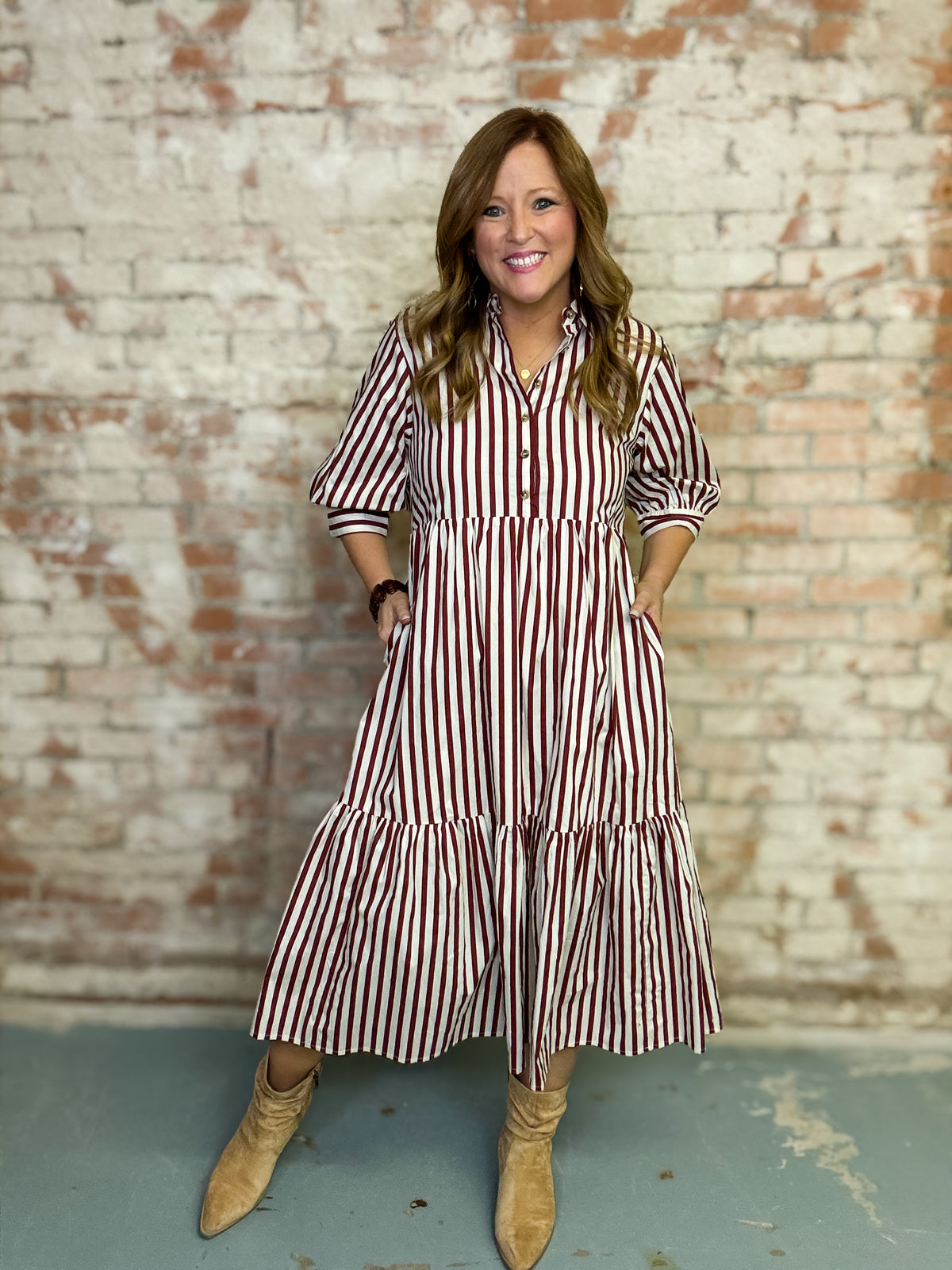 Tanesha Stripe Midi Dress
