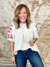 Susy Embroidered Sleeve Top