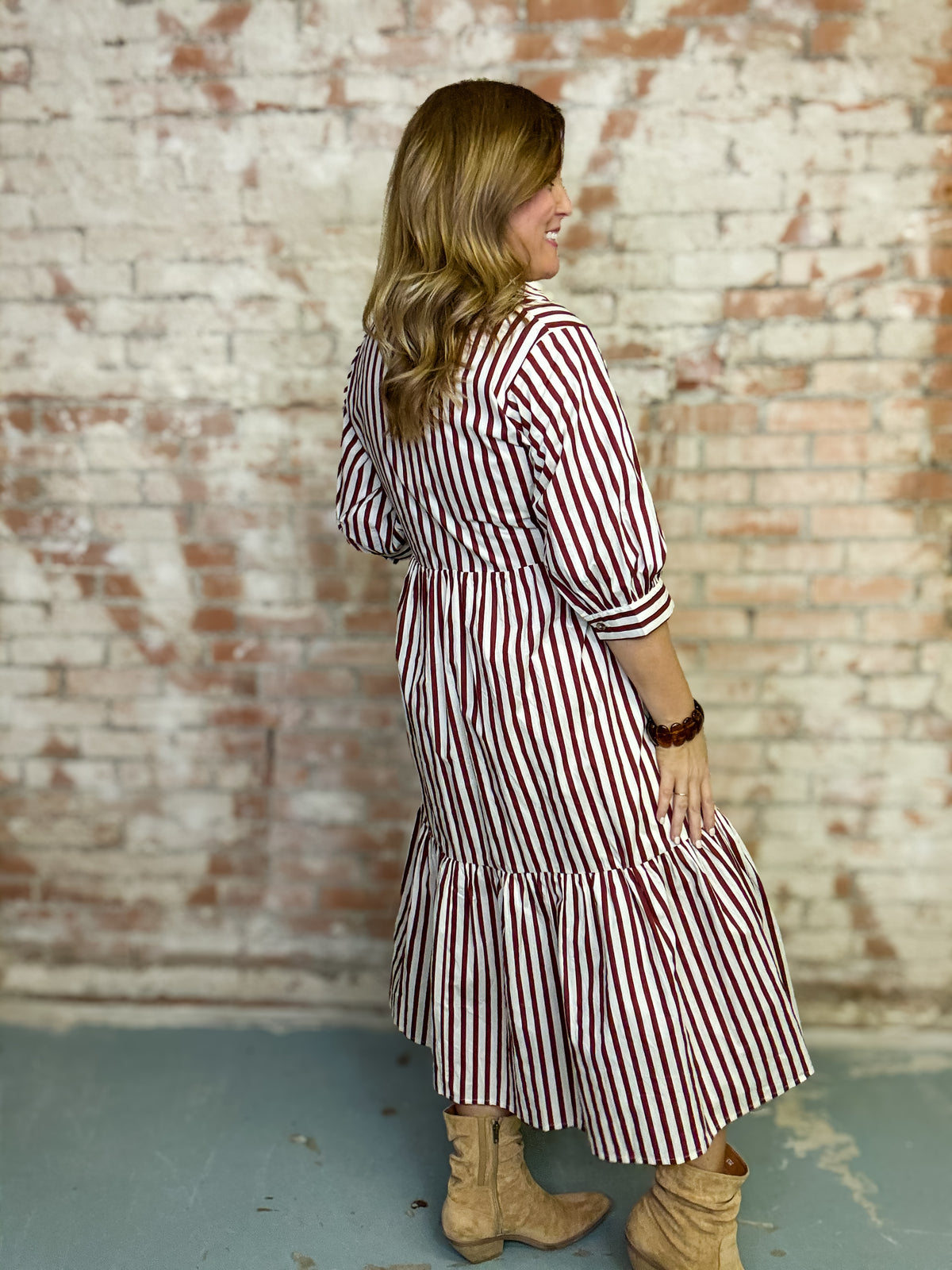 Tanesha Stripe Midi Dress