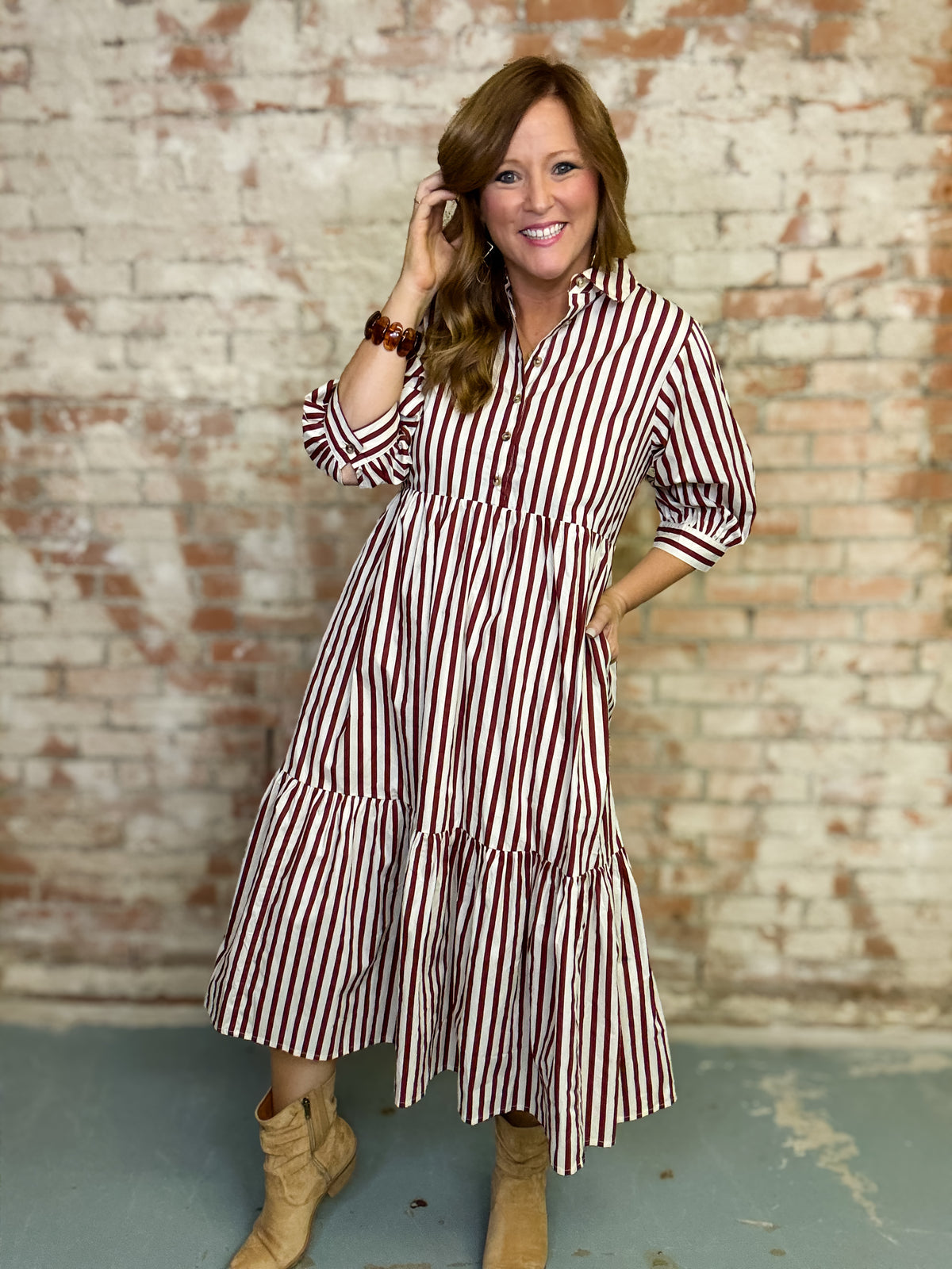 Tanesha Stripe Midi Dress
