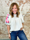 Susy Embroidered Sleeve Top