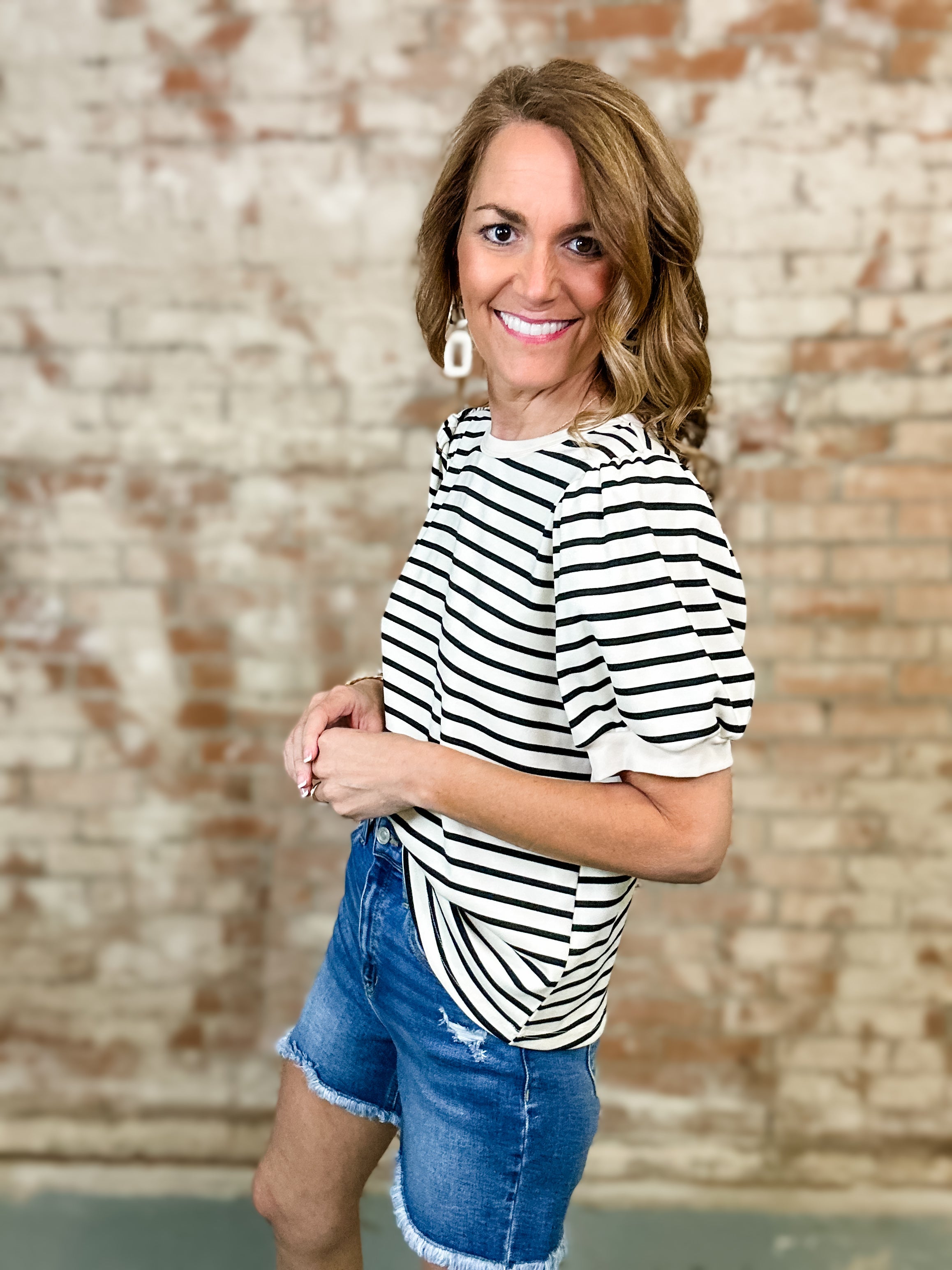 Susan Black Stripe Top