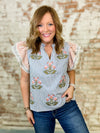 THML Danielle Embroidered Stripe Top