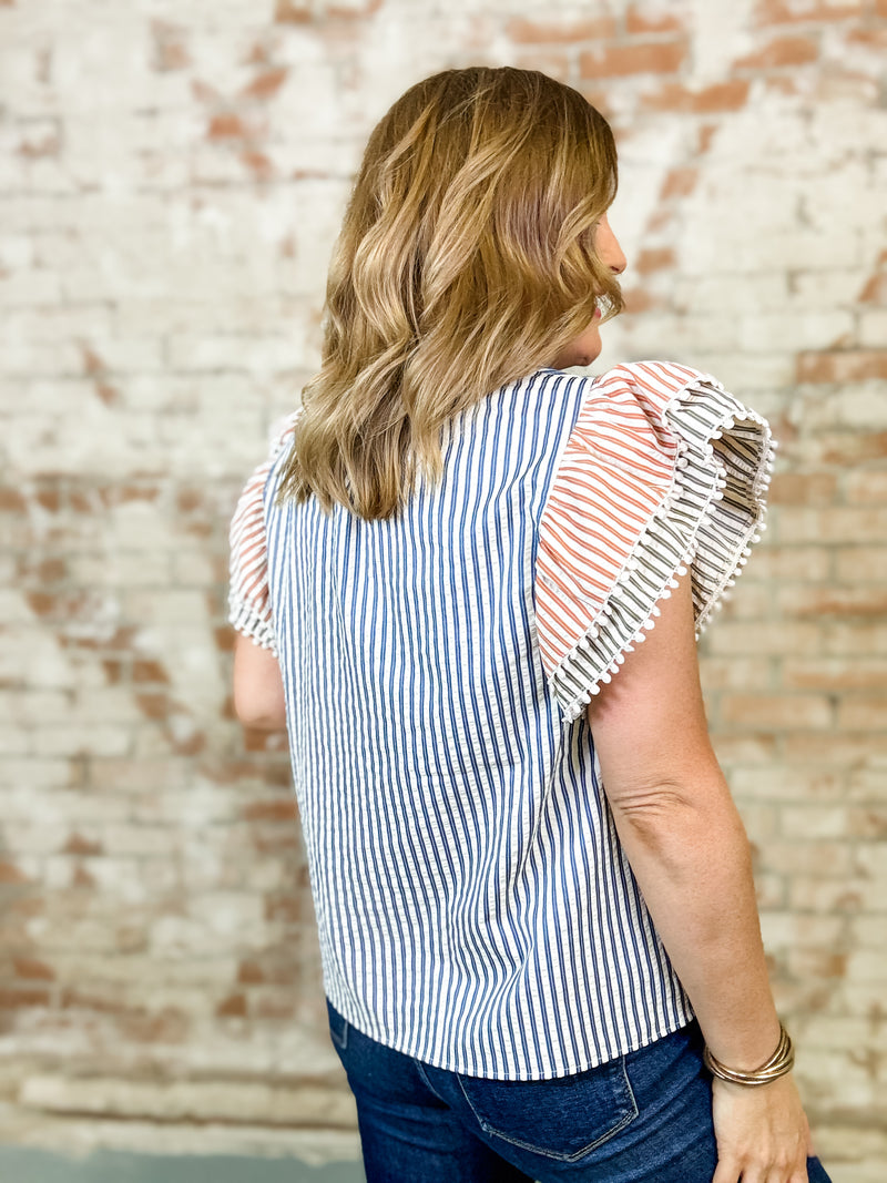 THML Danielle Embroidered Stripe Top