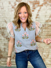 THML Danielle Embroidered Stripe Top