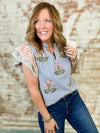 THML Danielle Embroidered Stripe Top