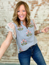 THML Danielle Embroidered Stripe Top
