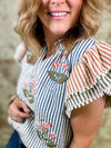 THML Danielle Embroidered Stripe Top