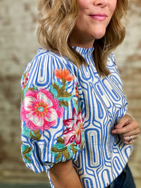 THML Judith Embroidered Sleeve Top