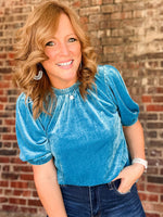 THML Turquoise Velvet Top