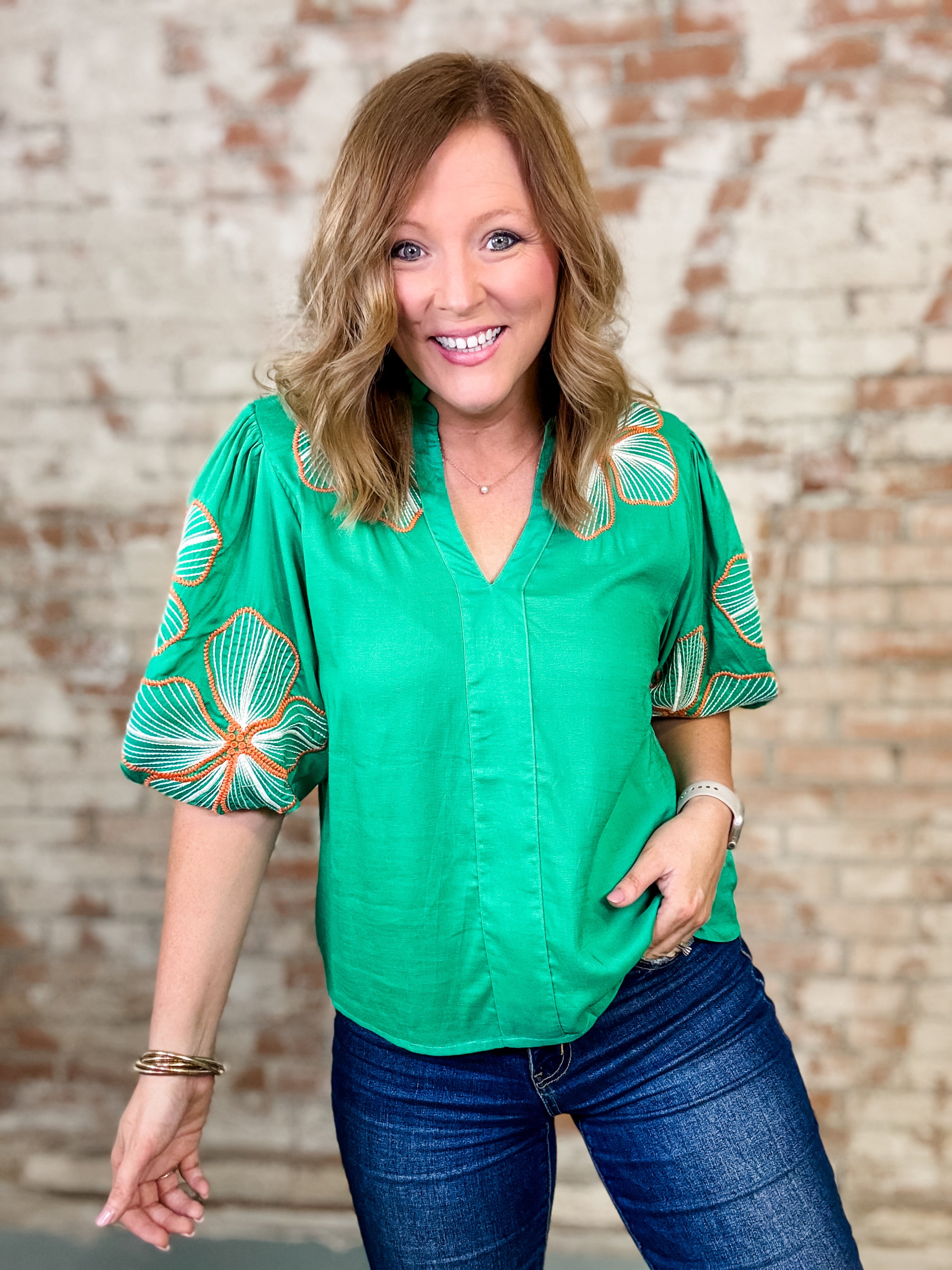 THML Vannah Embroidered Top