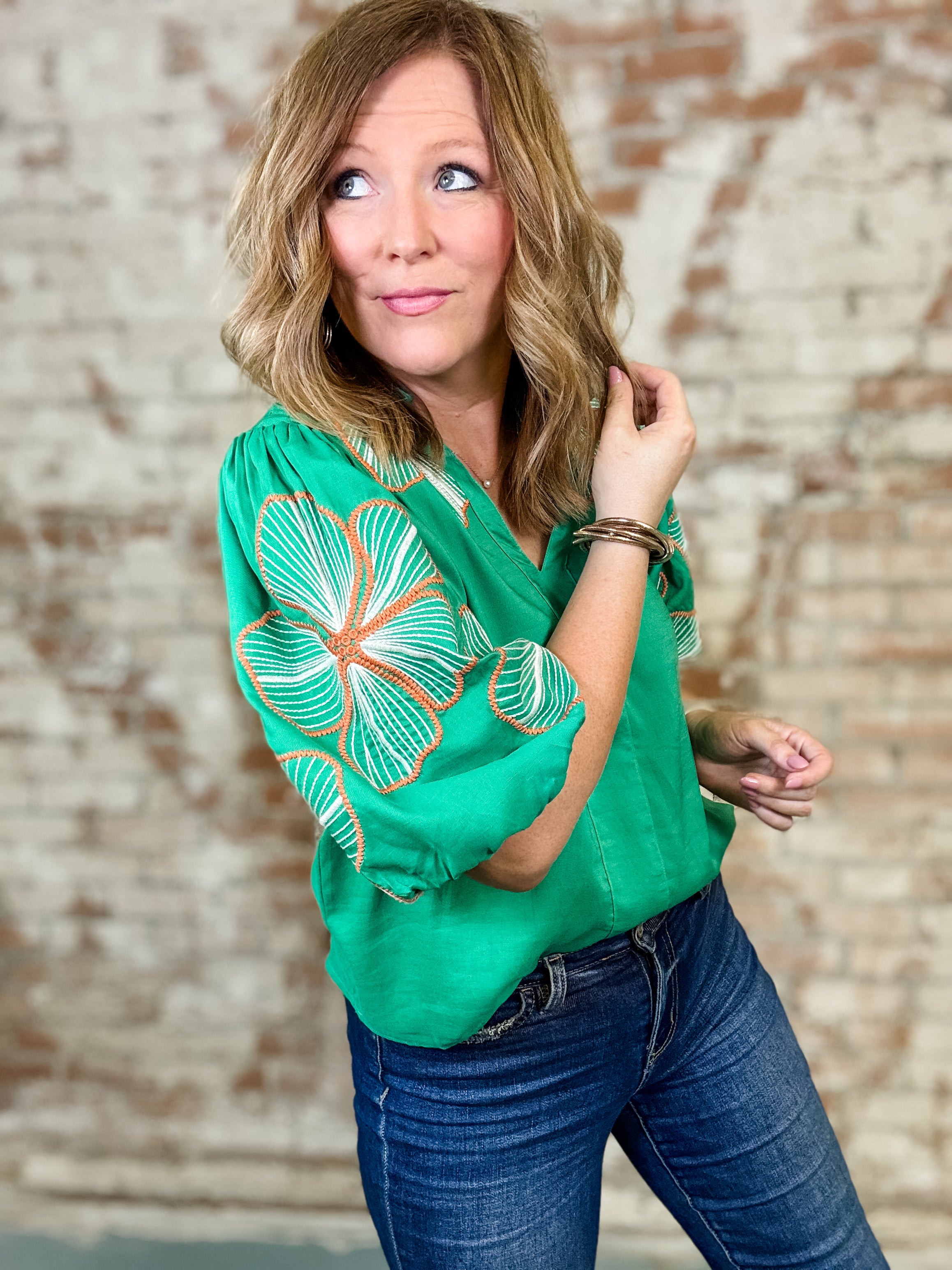 THML Vannah Embroidered Top