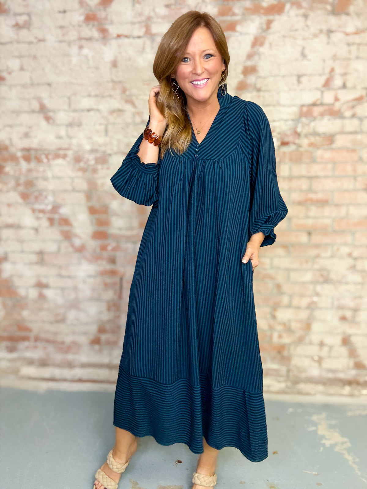 Lizza Seersucker Midi Dress
