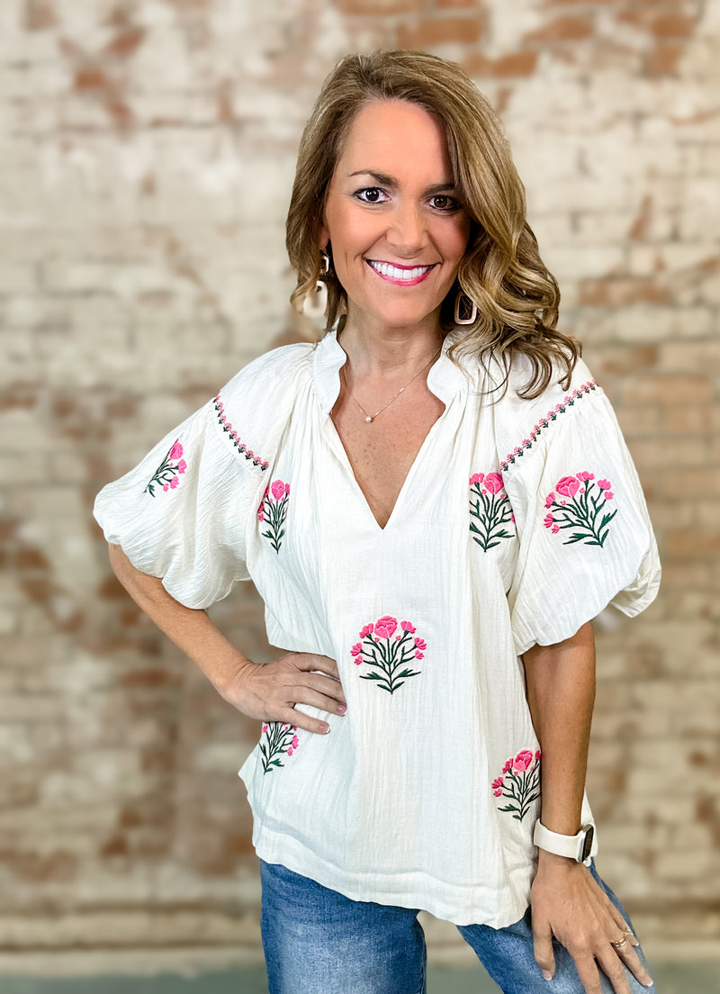 Audrey Embroidered Top