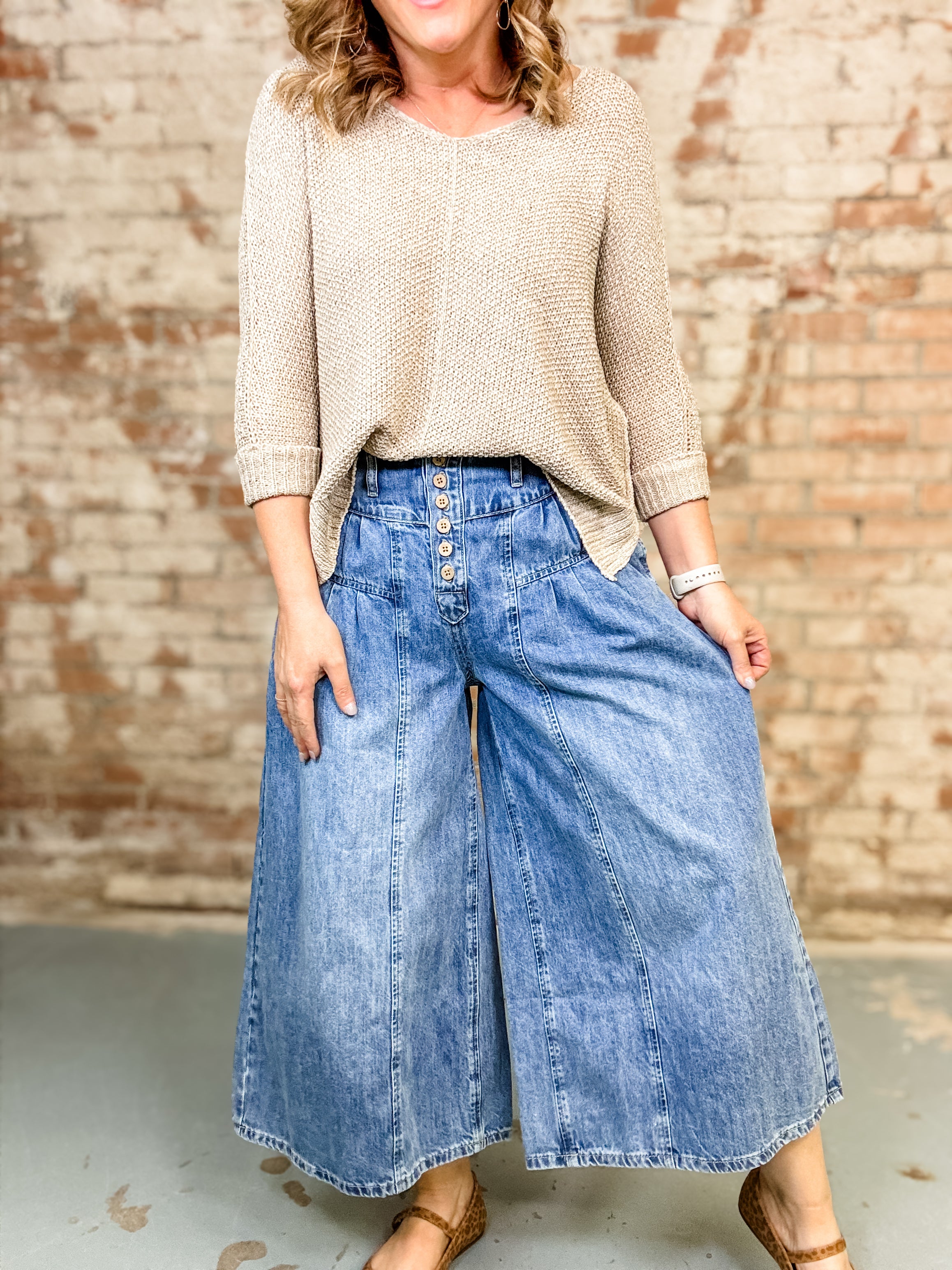 Nova Cropped Denim Culottes