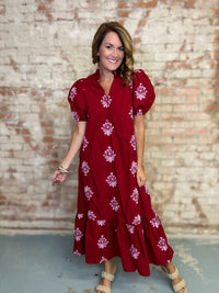Yulianna Botanical Embroidery Dress