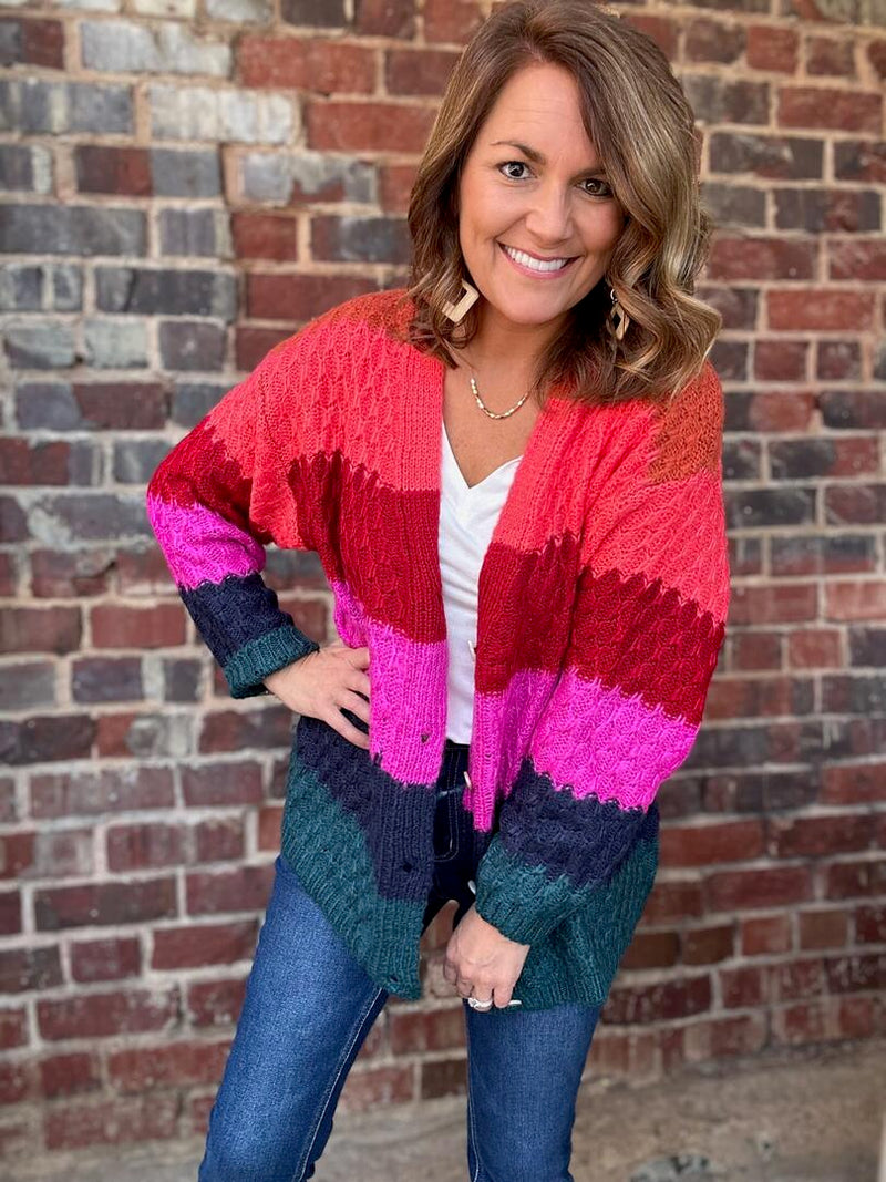 Multicolor Striped Cardigan