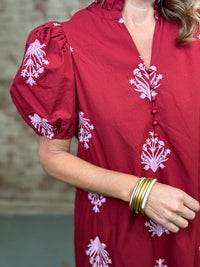 Yulianna Botanical Embroidery Dress