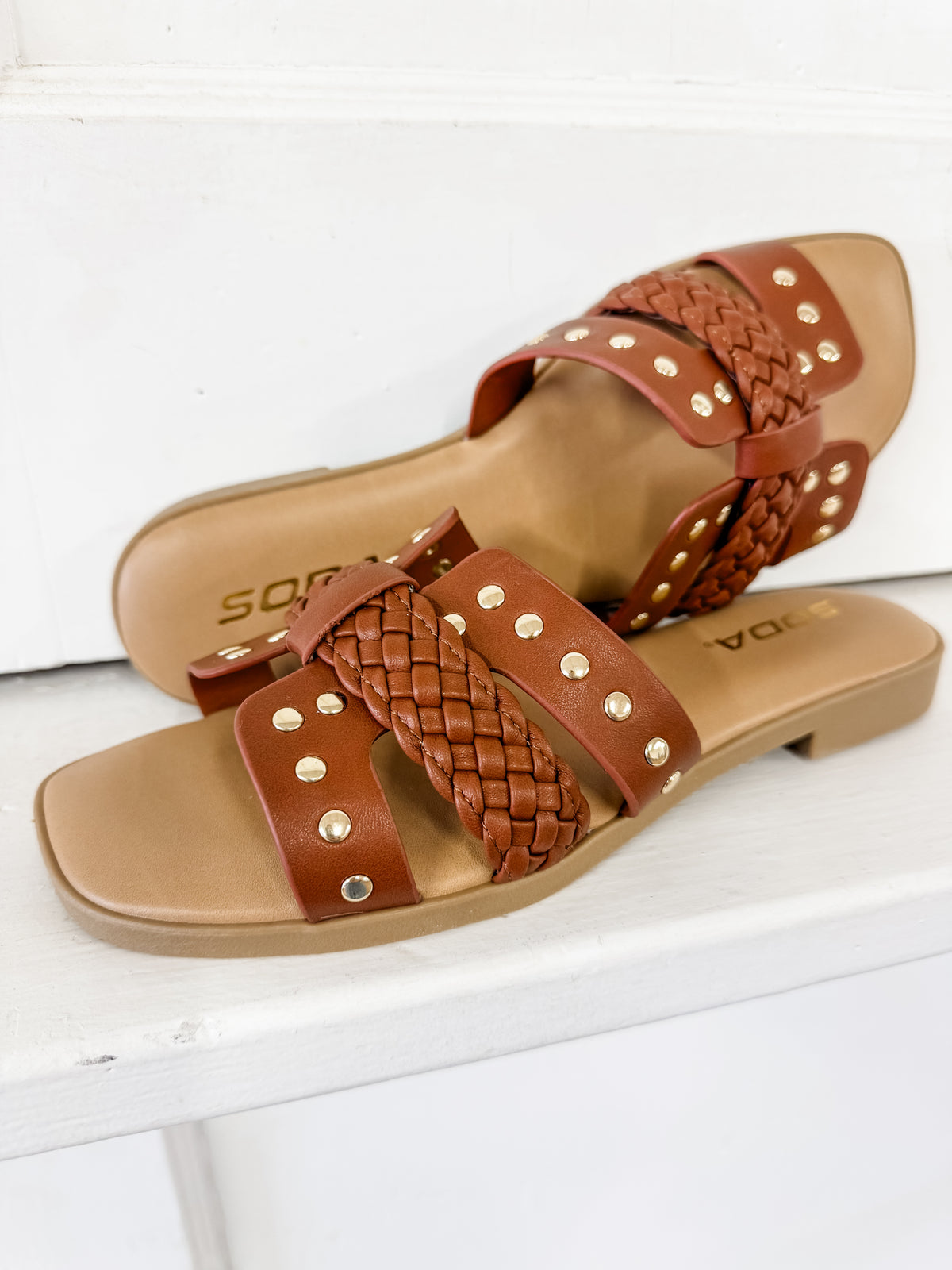 Seth Braided Cognac Sandal