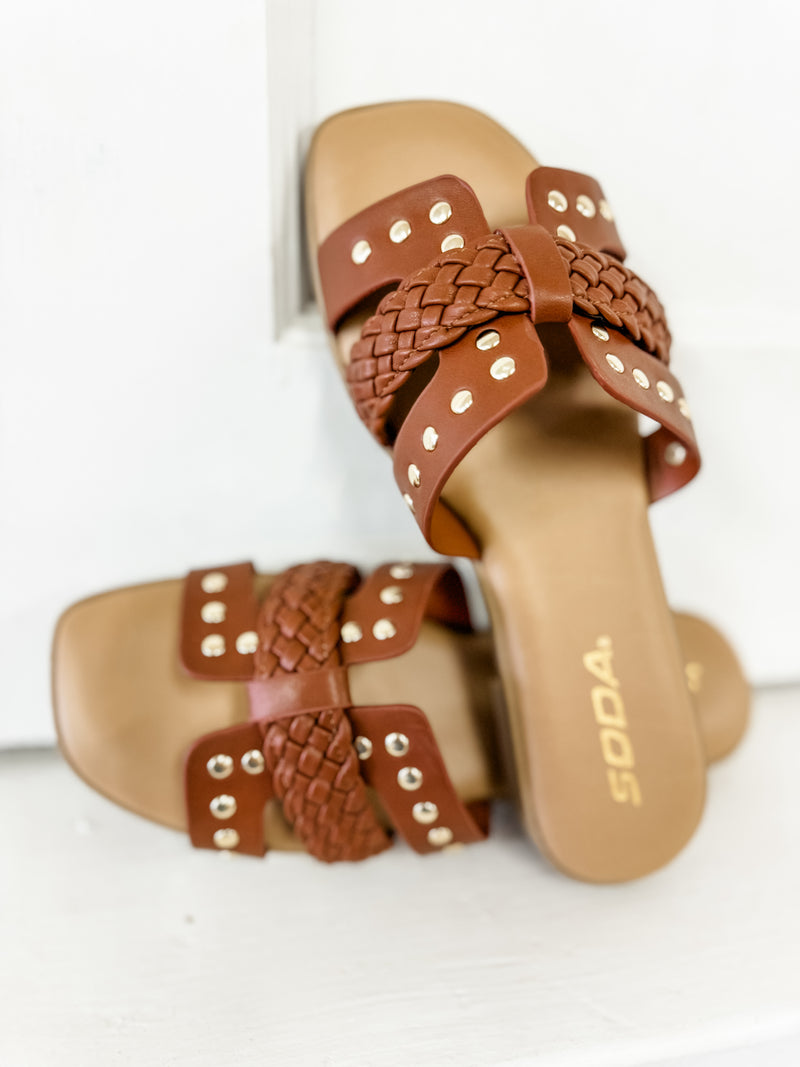 Seth Braided Cognac Sandal