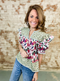Laine Mixed Print Top