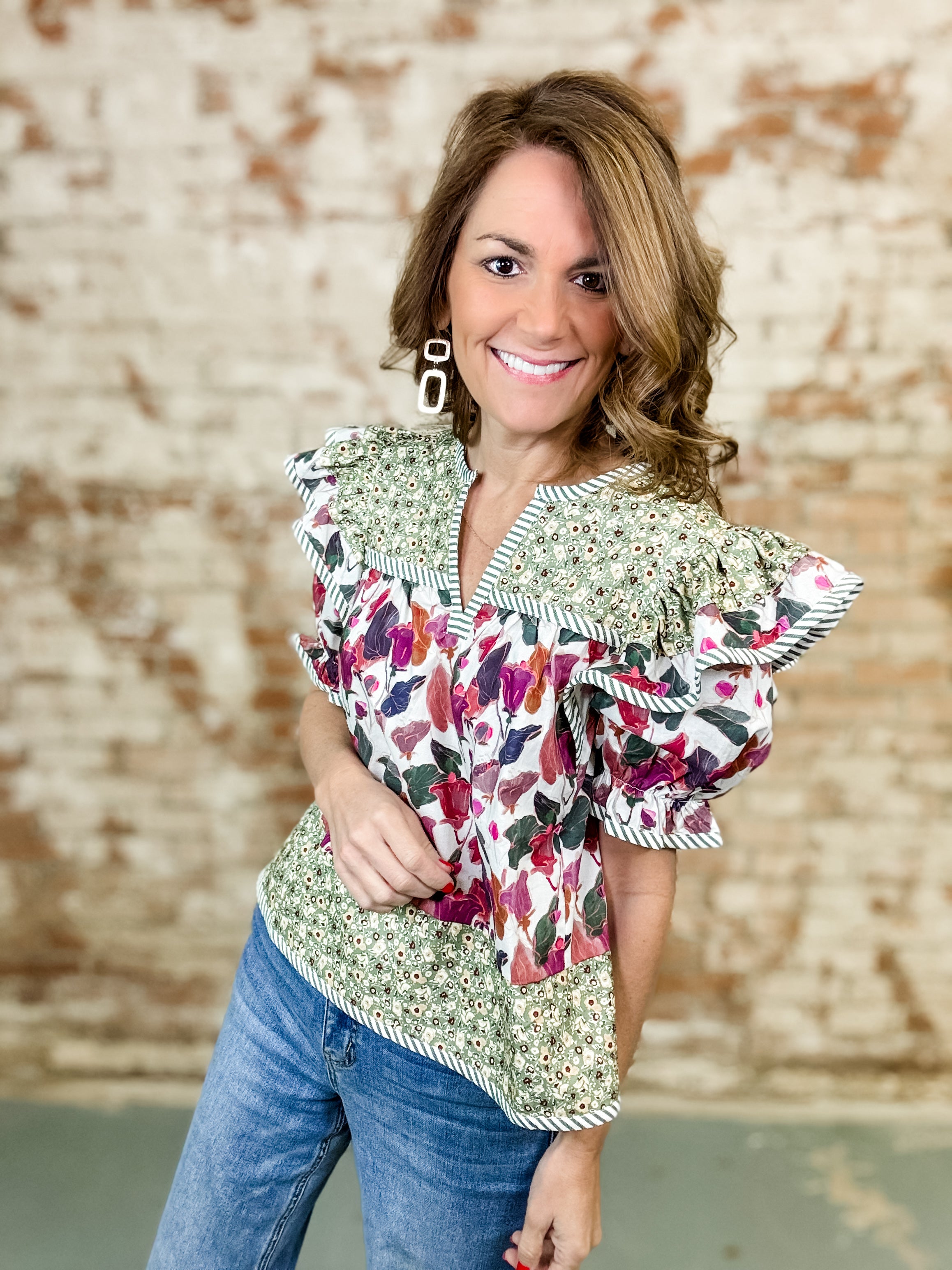 Laine Mixed Print Top