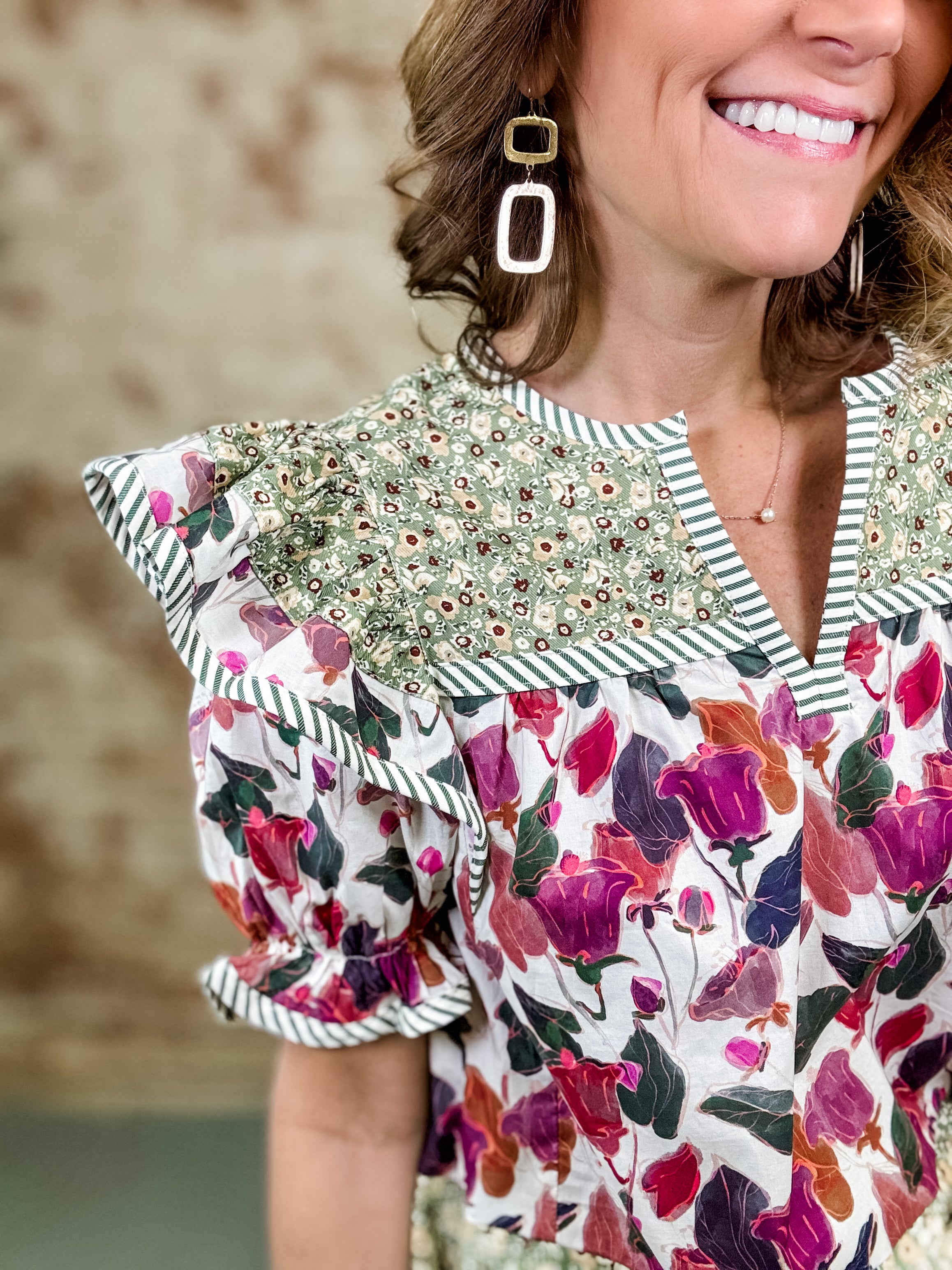 Laine Mixed Print Top