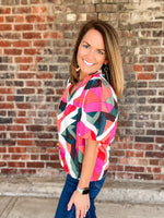 THML Geo Pattern Puff Sleeve