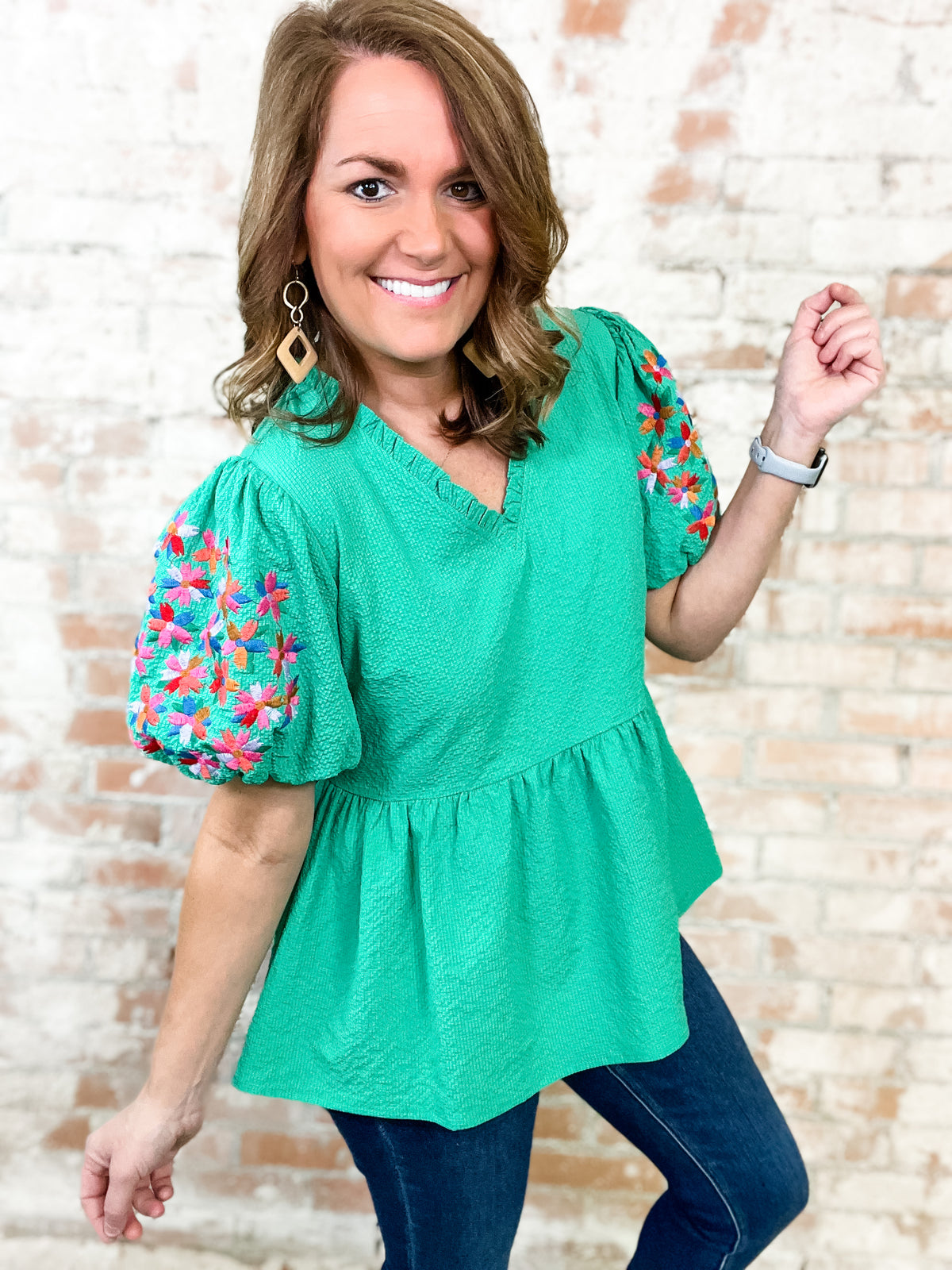Vicky Spring Green Textured Top