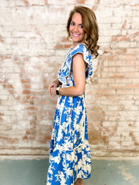 Erika Flutter Sleeve Print Dress