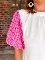 THML Tweed Puff Sleeve Top