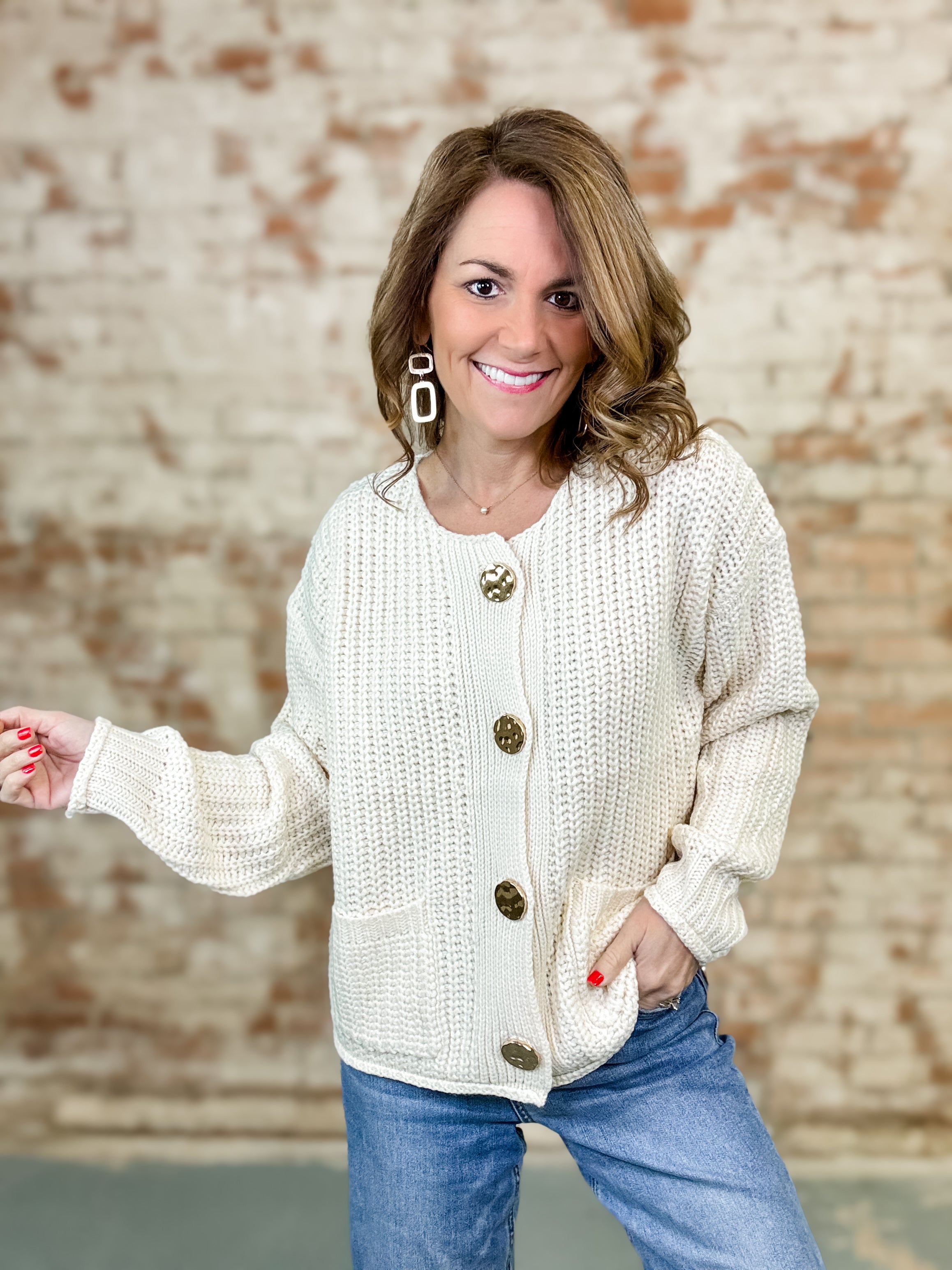 Ivory Button Sweater
