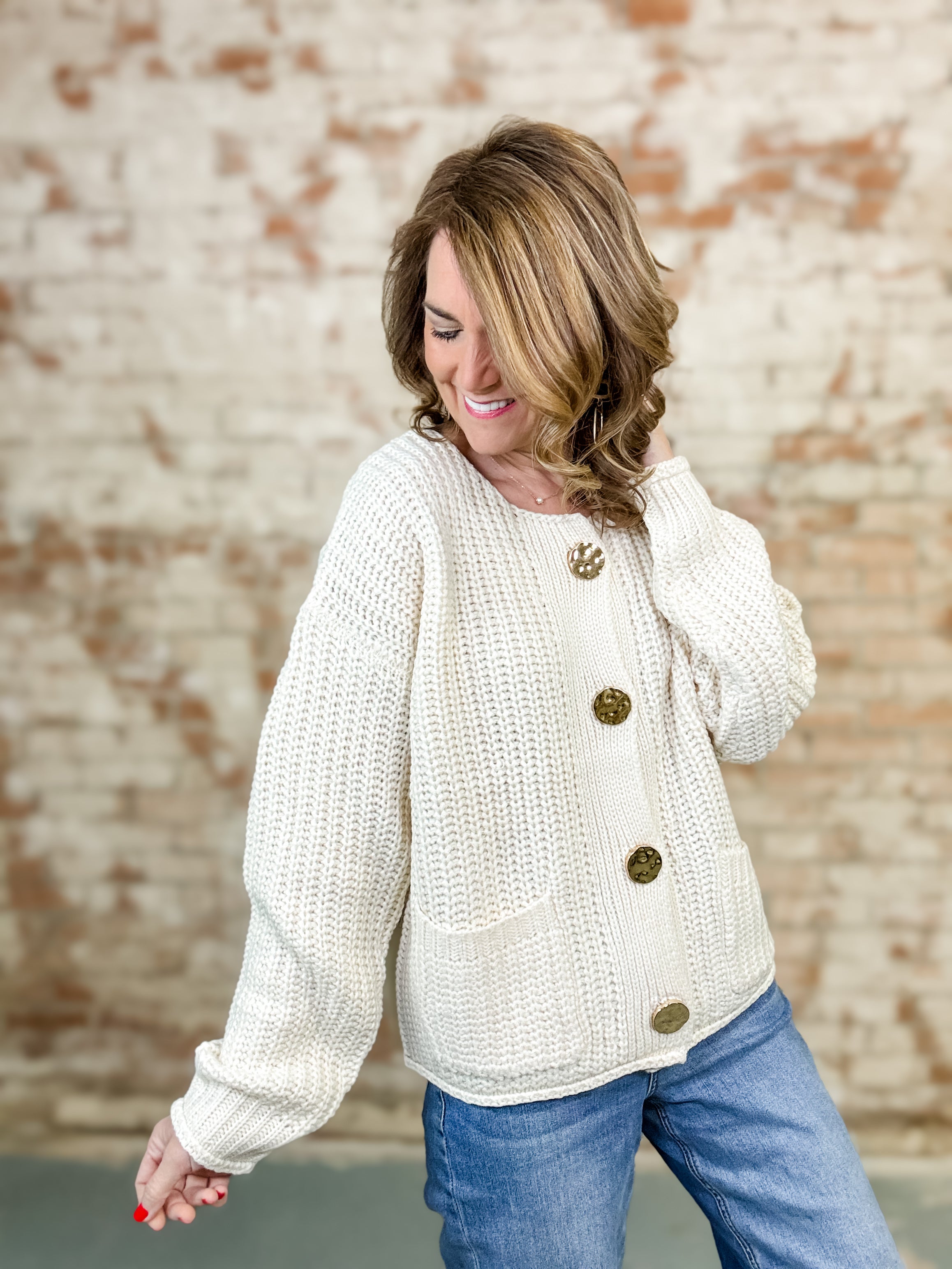 Ivory Button Sweater