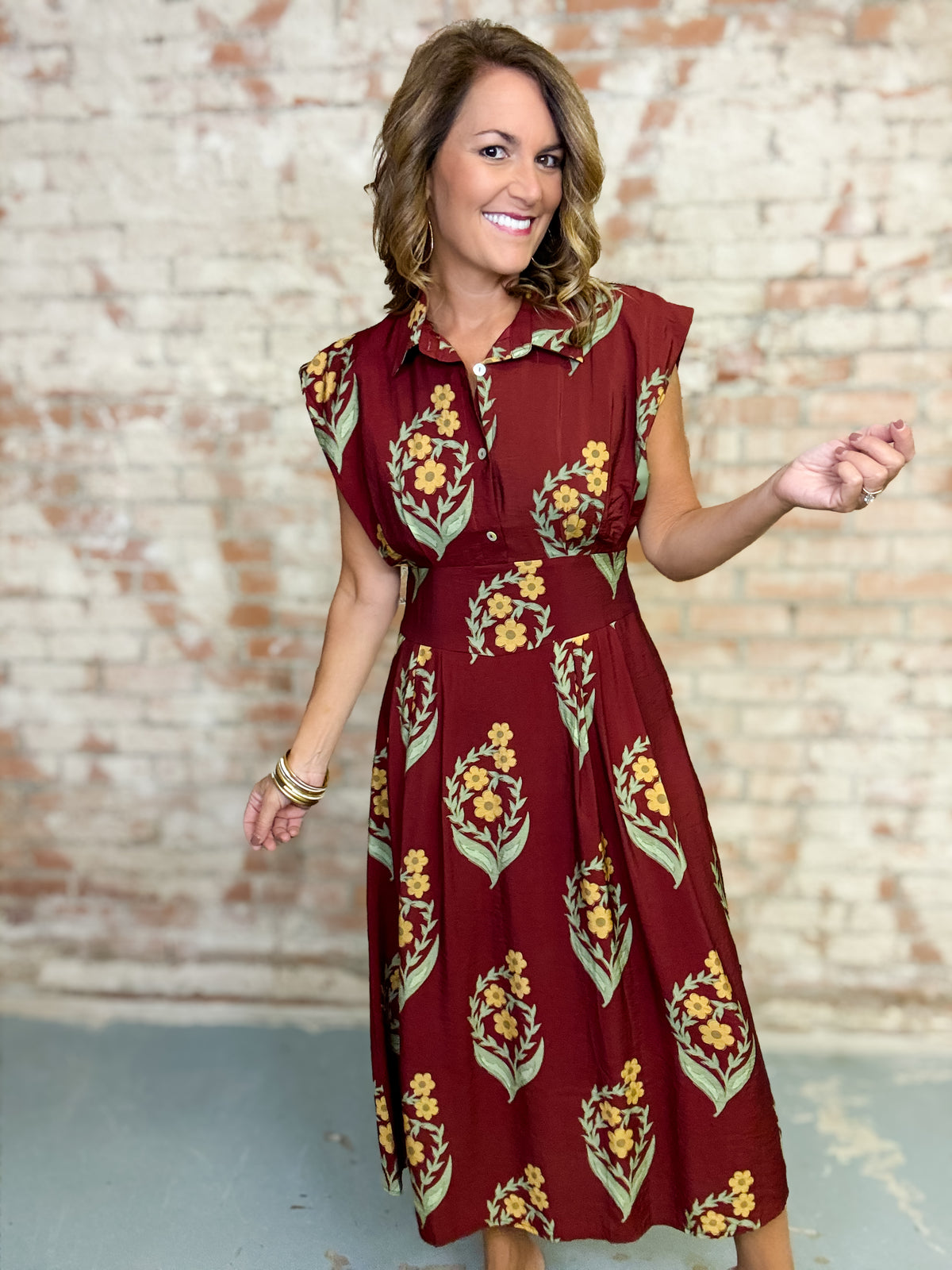 THML Franklin Flower Midi Dress