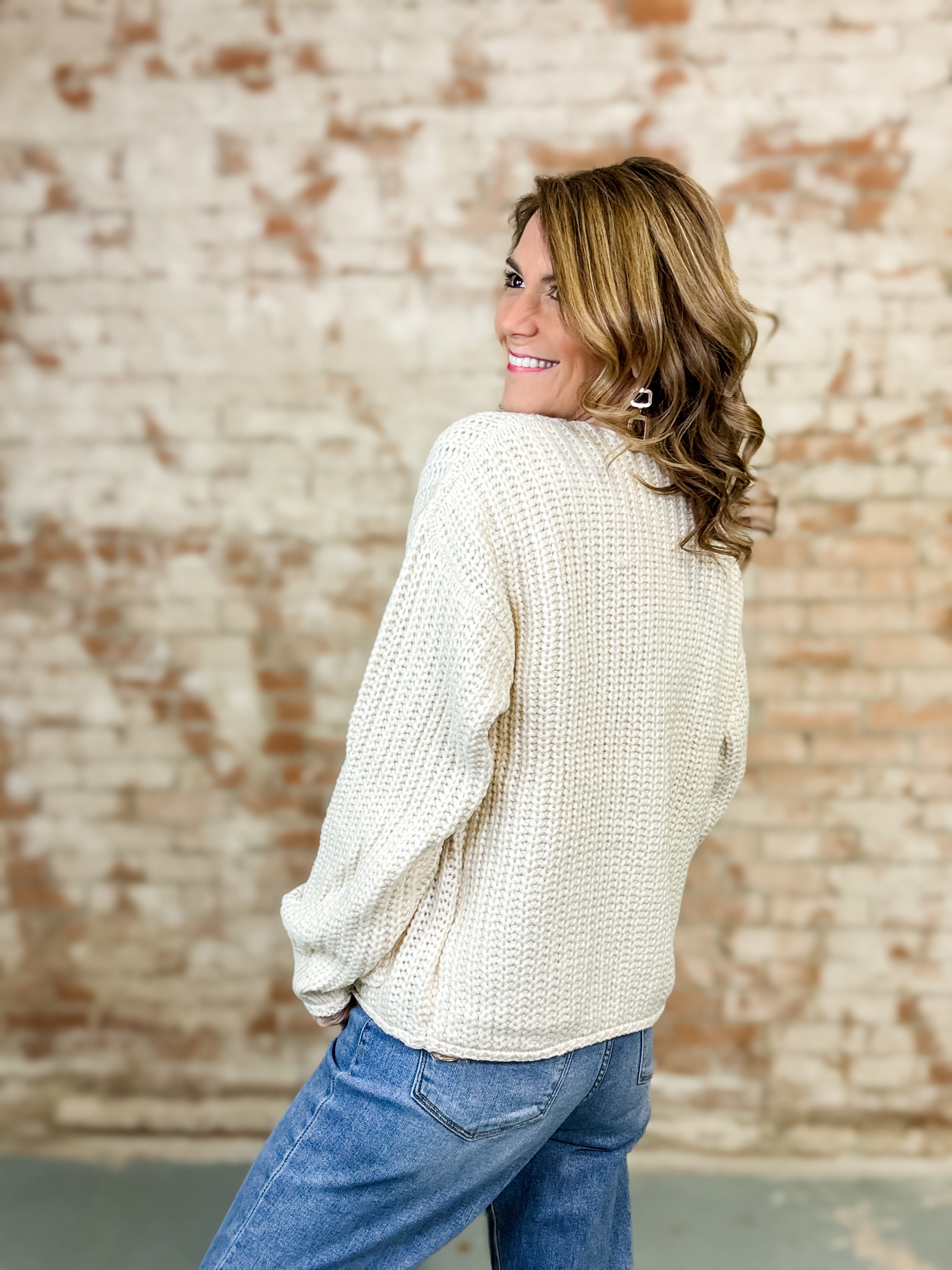 Ivory Button Sweater