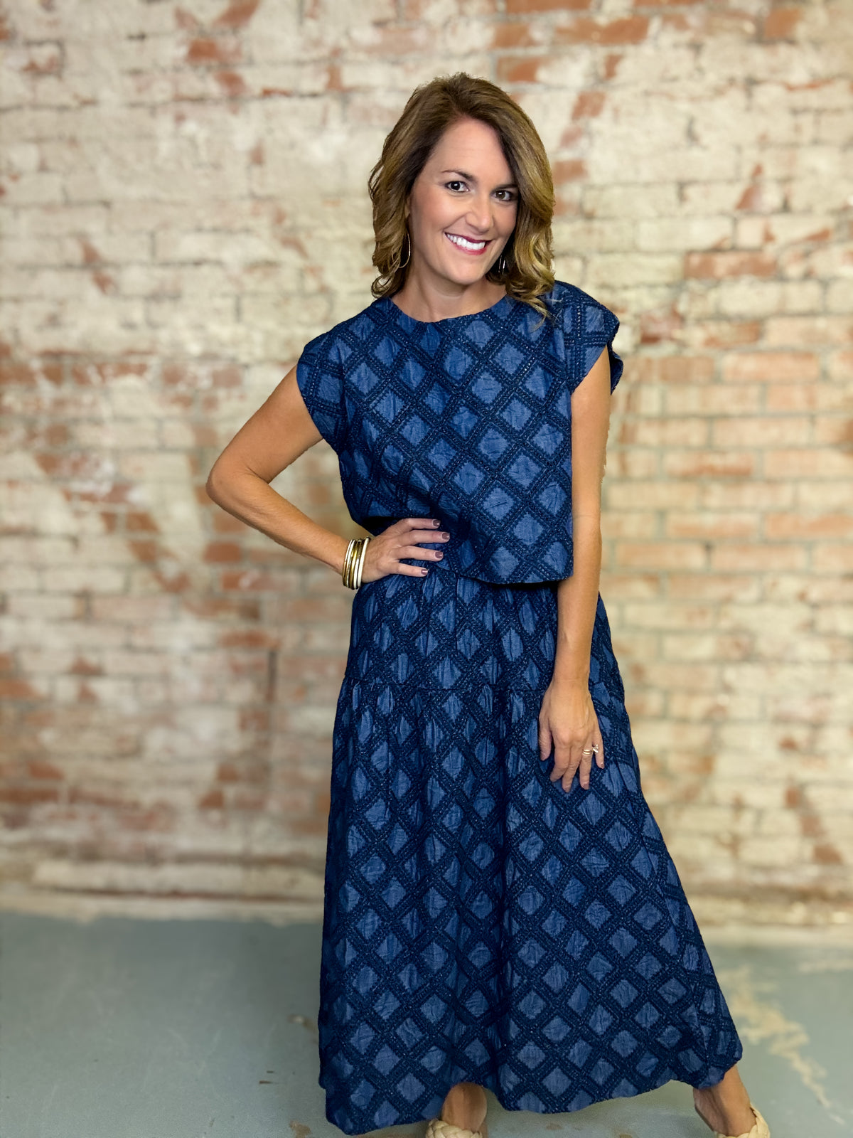 Denim Eyelet Greta Skirt Set | Sunshine Tienda